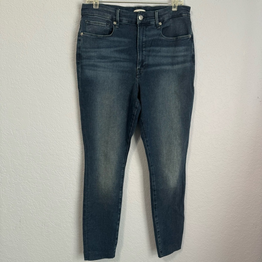Good American Women’s Slim Fit High Rise Raw Hem Jeans